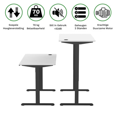 Sitz-Steh-Schreibtisch kompakt 118x60 Schwarz / Eiche Natur