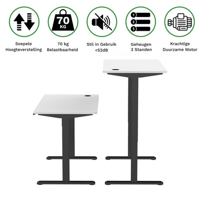 Sitz-Steh-Schreibtisch kompakt 118x60 Schwarz / Eiche Natur