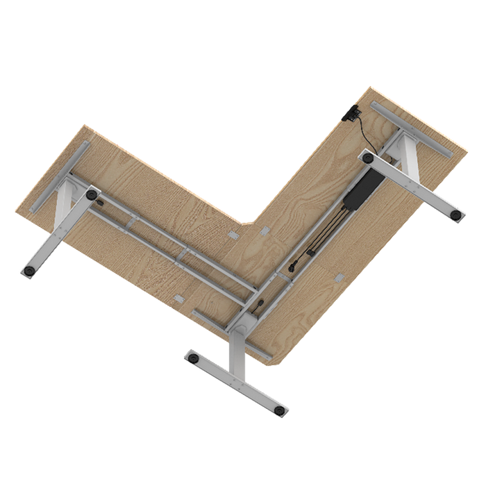 Zit-sta hoekbureau 180x180x70 Wit / Naturel eiken