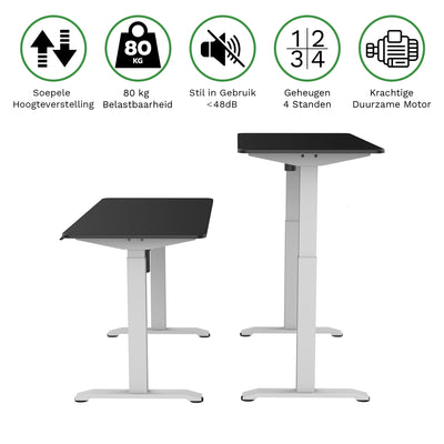 Sitz-Steh-Schreibtisch 118x60 Compact Pro Schwarz / Eiche Natur