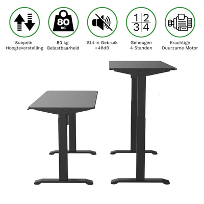 Sitz-Steh-Schreibtisch 118x60 Compact Pro Schwarz / Eiche Natur