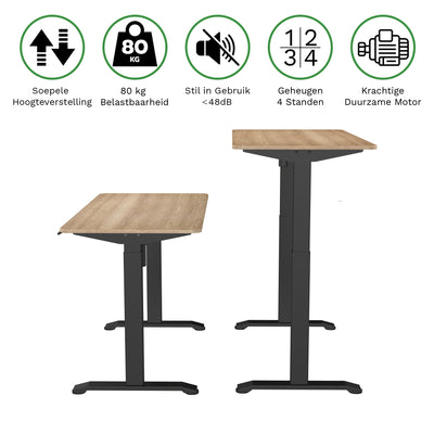 Sitz-Steh-Schreibtisch 118x60 Compact Pro Schwarz / Eiche Natur