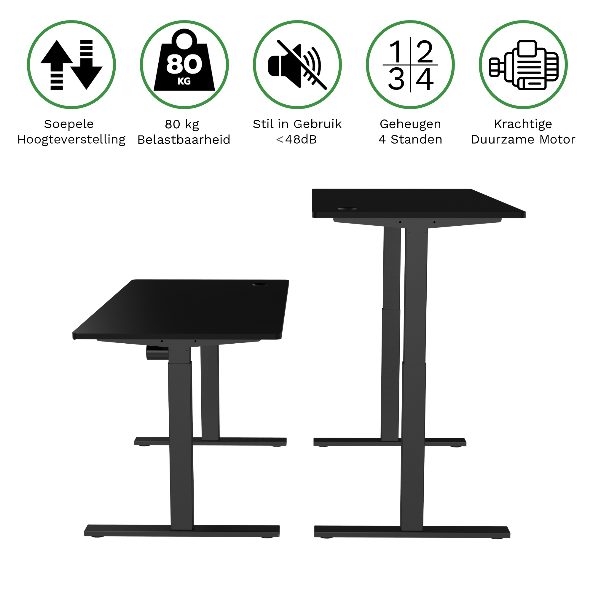 Sitz-Steh-Schreibtisch S1 140x70 Schwarz / Vintage Eiche