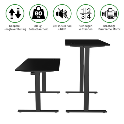 Sitz-Steh-Schreibtisch S1 140x70 Schwarz / Vintage Eiche