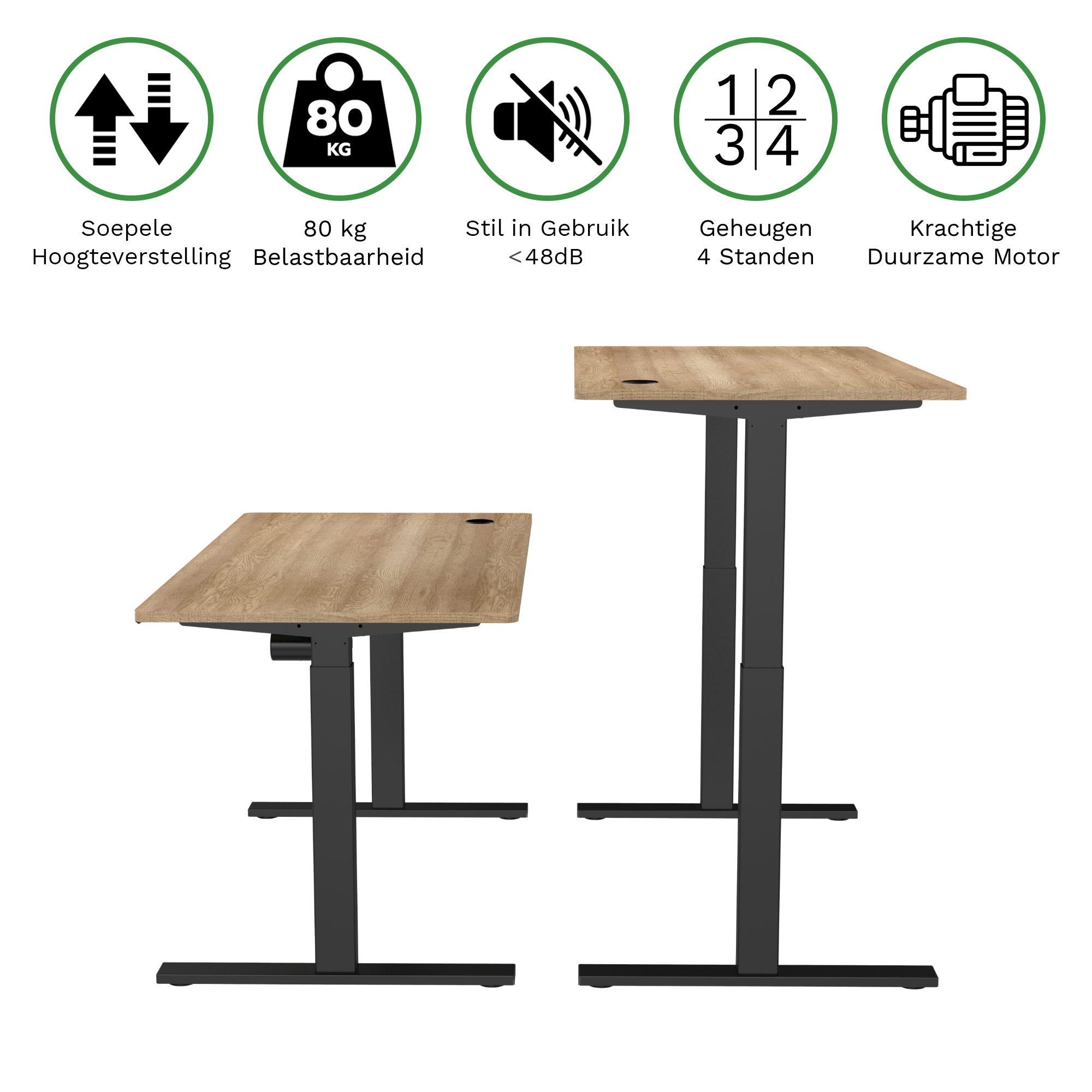 Sitz-Steh-Schreibtisch S1 140x70 Schwarz / Vintage Eiche