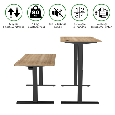Sitz-Steh-Schreibtisch S1 140x70 Schwarz / Vintage Eiche