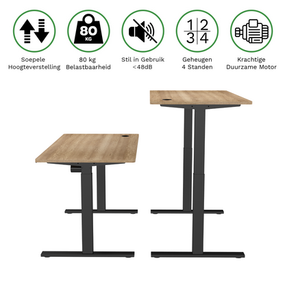 Sitz-Steh-Schreibtisch S1 140x70 Schwarz / Vintage Eiche
