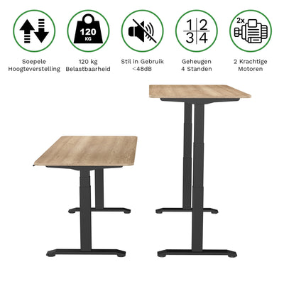 Sitz-Steh-Schreibtisch S2 140x70 Schwarz / Vintage Eiche