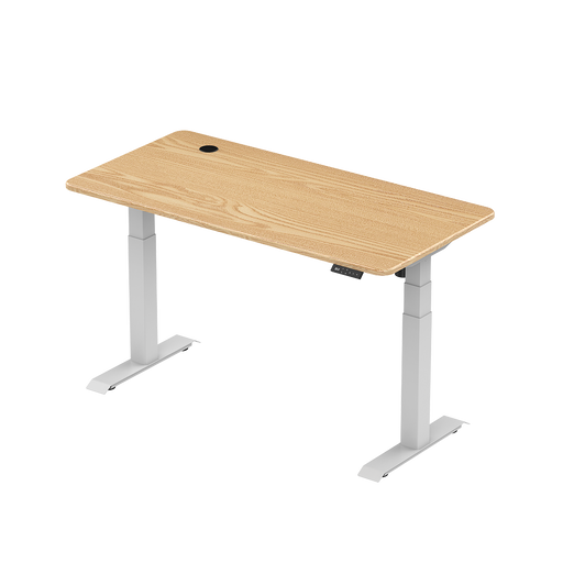 Zit-sta bureau 140x70 Wit / Naturel eiken
