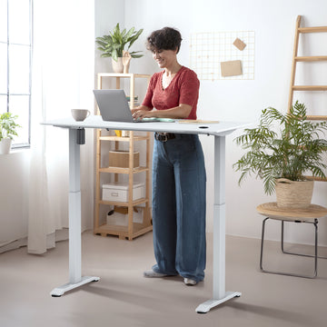 Sitz-Steh-Schreibtisch 118x60 Compact Pro Weiß / Reinweiß