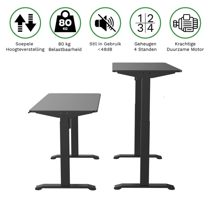 Zit-sta bureau 118x60 compact pro Zwart / Intens zwart