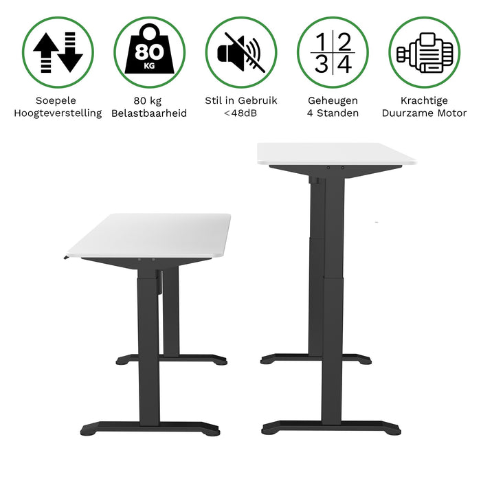 Zit-sta bureau 118x60 compact pro Zwart / Puur wit