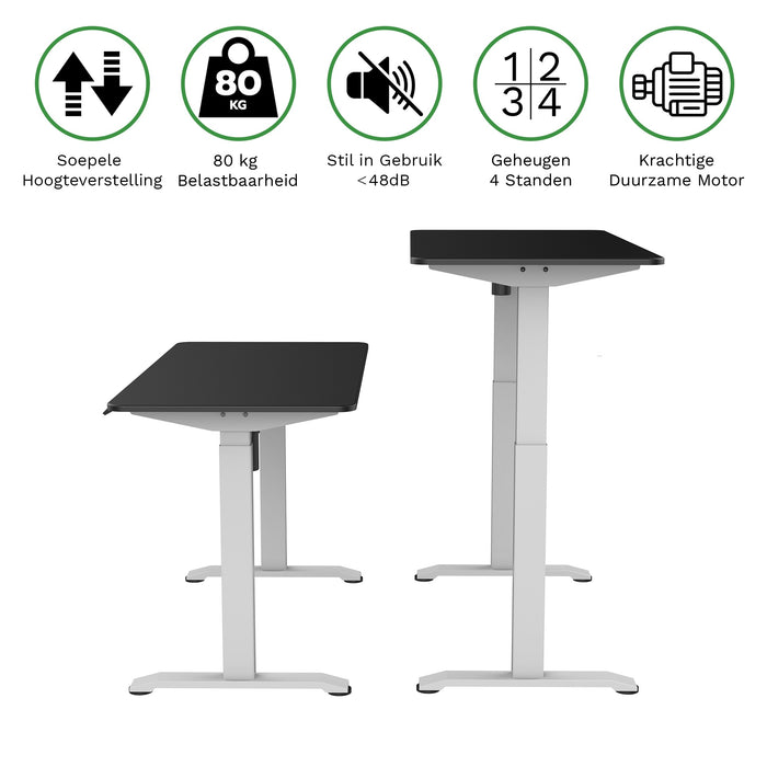 Zit-sta bureau 118x60 compact pro Wit / Intens zwart