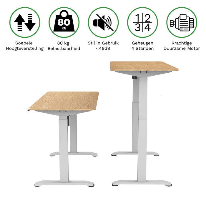 Zit-sta bureau 118x60 compact pro Wit / Naturel eiken