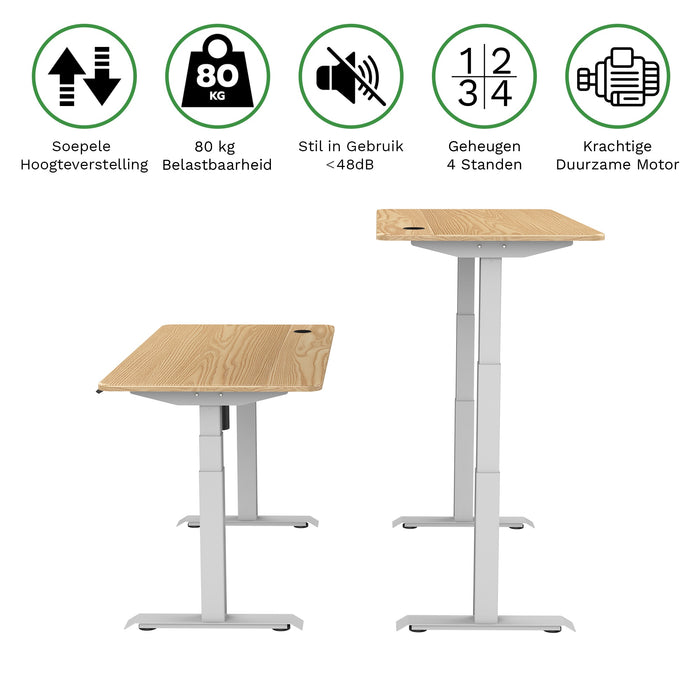 Zit-sta bureau 140x80 Wit / Naturel eiken NPR