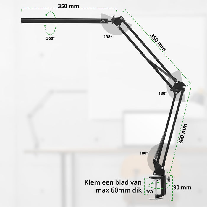 Bureaulamp LED met klem
