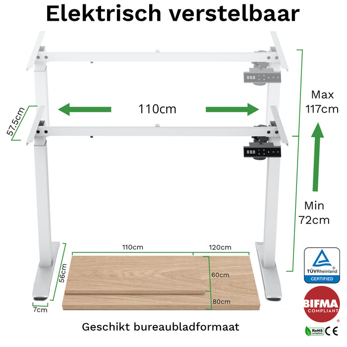 Bureau onderstel compact wit