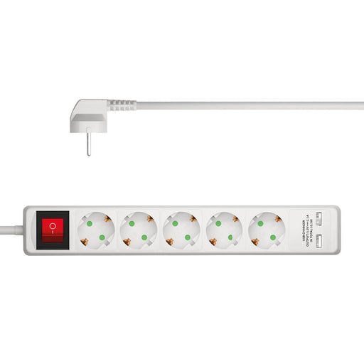 Stekkerdoos 5-voudig met schakelaar en USB